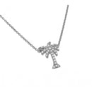 Silver 925 Rhodium Plated Clear CZ Palm Tree Pendant Necklace - STP01425 | Silver Palace Inc.