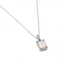 Silver 925 Rhodium Plated Opal Rectangle Pendant Necklace - STP01430 | Silver Palace Inc.