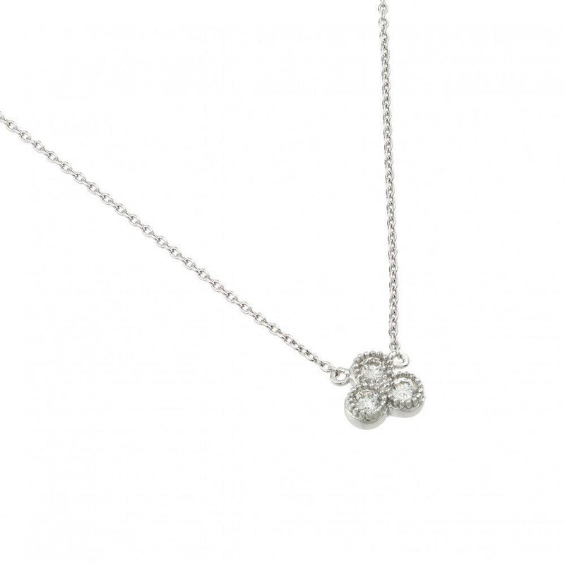 Silver 925 Rhodium Plated Clear CZ Triple Cluster Pendant Necklace - STP01444 | Silver Palace Inc.