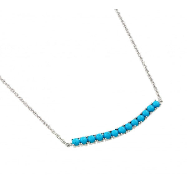 Silver 925 Rhodium Plated Turquoise Pendant Necklace - STP01453 | Silver Palace Inc.