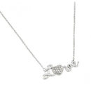 Silver 925 Rhodium Plated Textured Heart and Love Pendant Necklace - STP01472 | Silver Palace Inc.