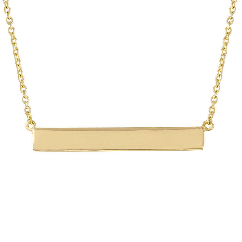 Silver 925 Gold Plated Rectangular Tag Necklace - STP01474GP | Silver Palace Inc.