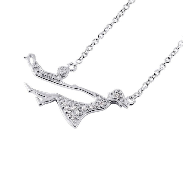 Silver 925 Rhodium Plated Mother and Child CZ Necklace - STP01477 | Silver Palace Inc.