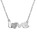 Rhodium Plated 925 Sterling Silver Clear Diamond Love Necklace - STP01481 | Silver Palace Inc.