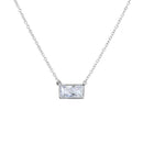Silver 925 Rhodium Plated Clear CZ Rectangle Necklace - STP01503CLR | Silver Palace Inc.