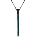 Silver 925 Black Rhodium Long Bar Necklace with Synthetic Turquoise Stones - STP01510 | Silver Palace Inc.