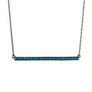 Silver 925 Black Rhodium Plated Bar Necklace with Synthetic Turquoise Stones - STP01515 | Silver Palace Inc.
