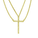 Silver 925 Gold Plated Multi Chain CZ Cross Necklace - STP01522GP | Silver Palace Inc.