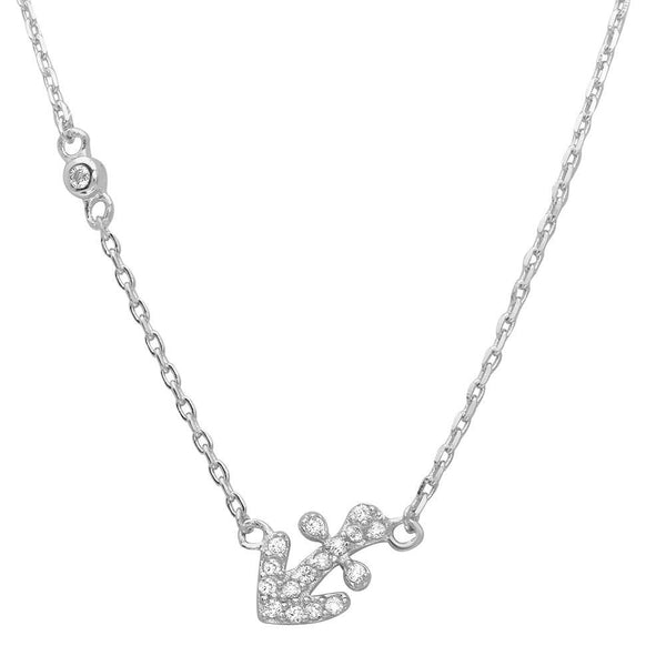 Silver 925 Rhodium Plated CZ Anchor Accent Necklace - STP01524 | Silver Palace Inc.