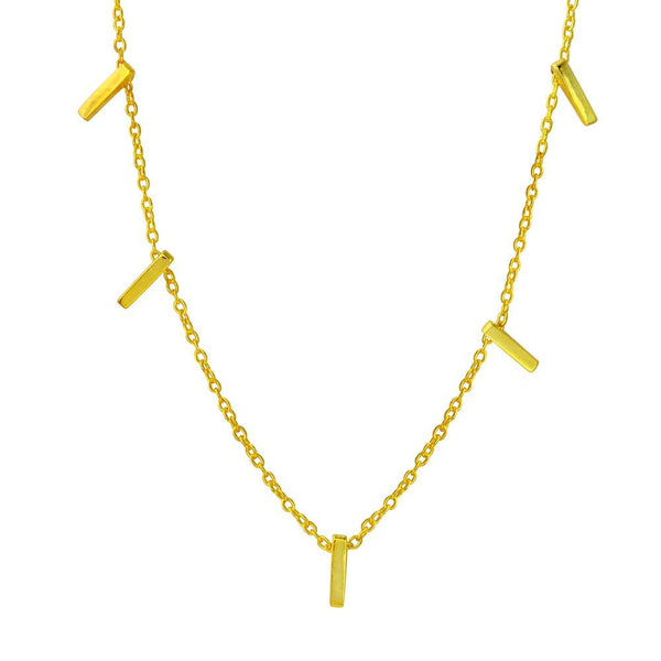 Silver 925 Gold Plated Small Multi Bar Necklace - STP01557GP | Silver Palace Inc.