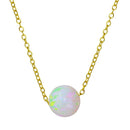 Silver 925 Gold Plated White Round Synthetic Opal Necklace - STP01563GP | Silver Palace Inc.