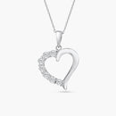 Silver 925 Rhodium Plated Open CZ Heart Necklace - STP01584 | Silver Palace Inc.