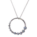 Silver 925 Rhodium Plated Circle Pendant with Graduated CZ - STP01593 | Silver Palace Inc.