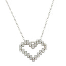 Silver 925 Rhodium Plated Digital Heart Necklace with CZ - STP01614 | Silver Palace Inc.