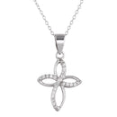 Silver 925 Rhodium Plated Open Cross Pendant Necklace with CZ - STP01622 | Silver Palace Inc.