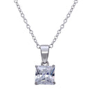 Silver 925 Rhodium Plated Clear CZ Stone Pendant Necklace - STP01629RH | Silver Palace Inc.