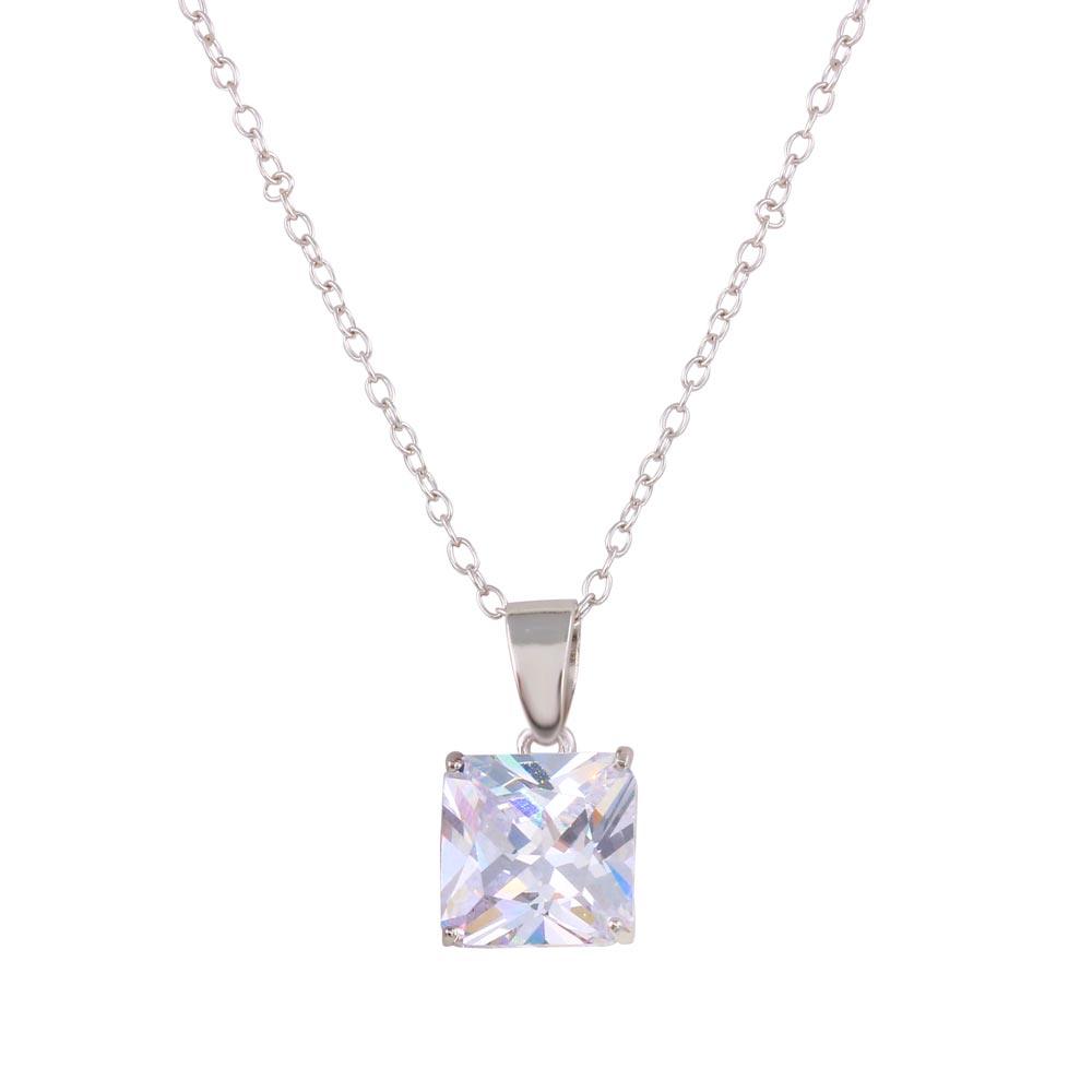 Silver 925 Rhodium Plated CZ Stone Necklace - STP01631RH | Silver Palace Inc.