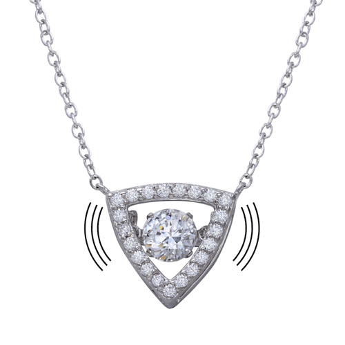 Rhodium Plated 925 Sterling Silver Open Triangle Pendant Necklace