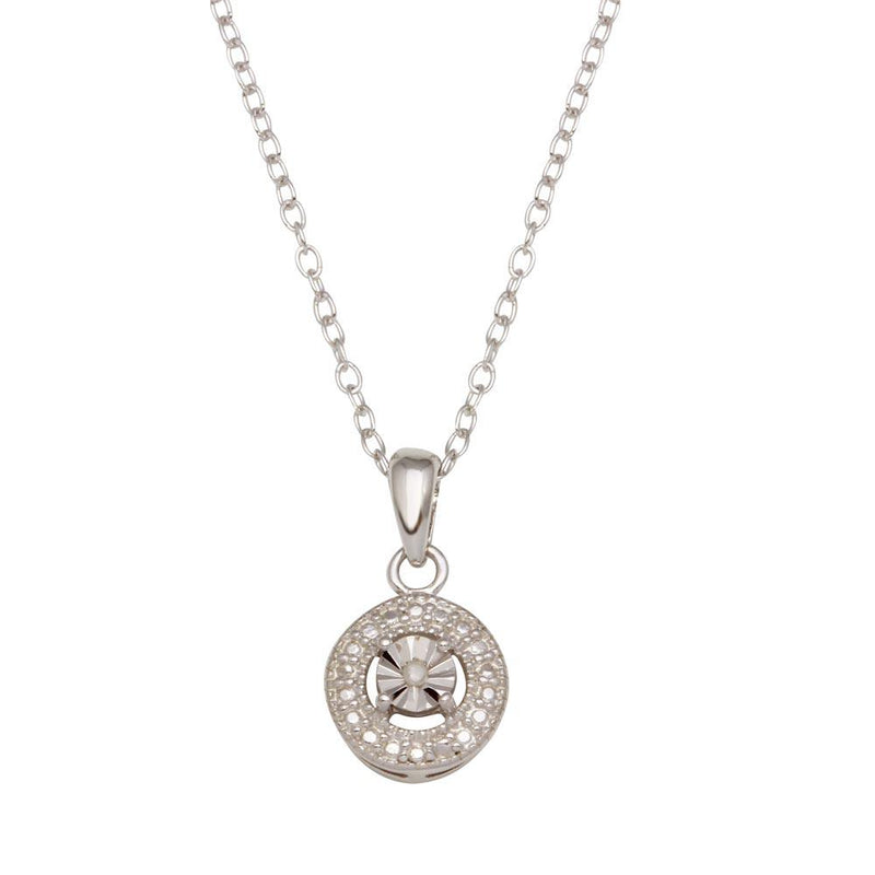 Silver 925 Rhodium Plated Round Necklace - STP01640 | Silver Palace Inc.