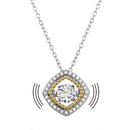 Silver 925 Rhodium Plated Open Rhombus Necklace with Dancing CZ - STP01659 | Silver Palace Inc.