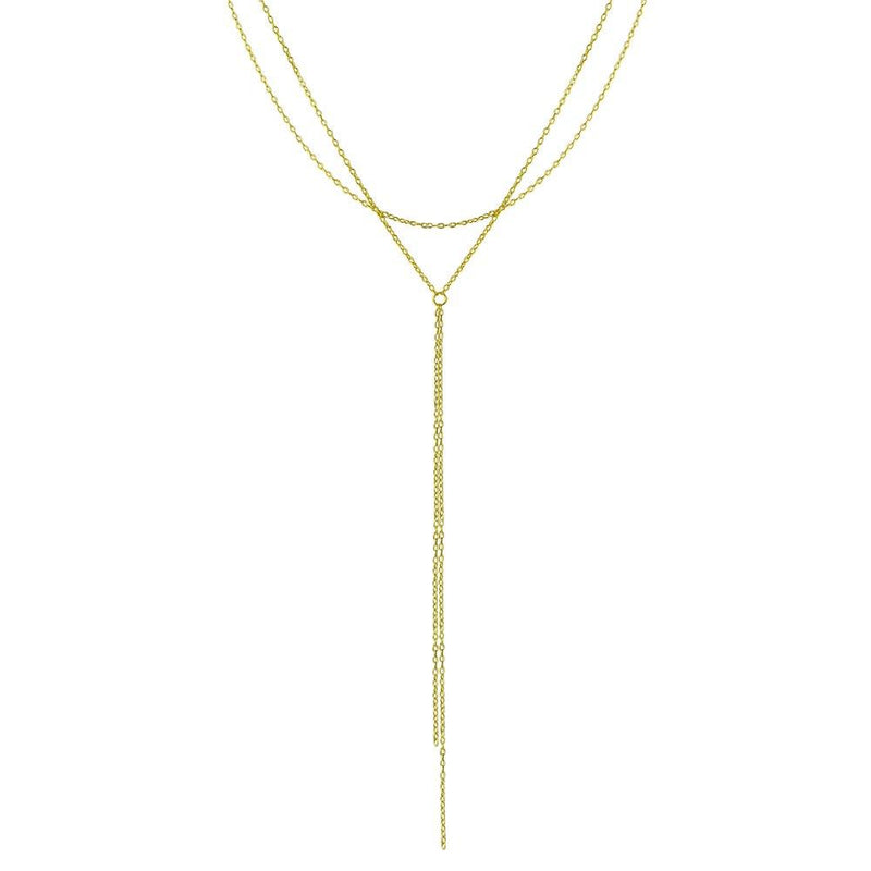 Silver 925 Gold Plated Dangling Chain Necklace - STP01697GP | Silver Palace Inc.