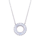 Silver 925 Rhodium Plated Open Circle Baguette CZ Necklace - STP01717 | Silver Palace Inc.