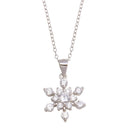 Silver 925 Rhodium Plated Snow Flakes CZ Necklace - STP01729 | Silver Palace Inc.