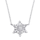 Silver 925 Rhodium Plated Snow Flakes CZ Necklace - STP01730 | Silver Palace Inc.