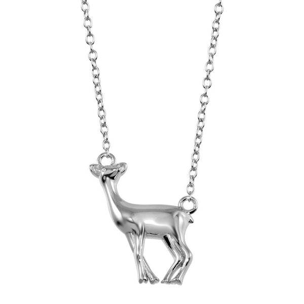 Silver 925 Rhodium Plated Deer Necklace - STP01734 | Silver Palace Inc.