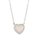 Silver 925 Rhodium Plated Heart Synthetic Opal Necklace with CZ - STP01739 | Silver Palace Inc.