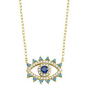 Silver 925 Gold Plated Evil Eye Blue CZ Necklace - STP01772GP | Silver Palace Inc.