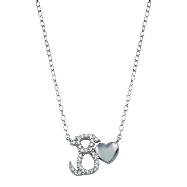 Rhodium Plated 925 Sterling Silver Dog Heart Necklace - STP01786 | Silver Palace Inc.