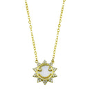 Silver 925 Gold Plated CZ Synthetic MOP Sun Necklace - STP01793GP | Silver Palace Inc.