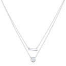 Rhodium Plated 925 Sterling Silver Double Strand CZ and Bar Necklace - STP01798 | Silver Palace Inc.