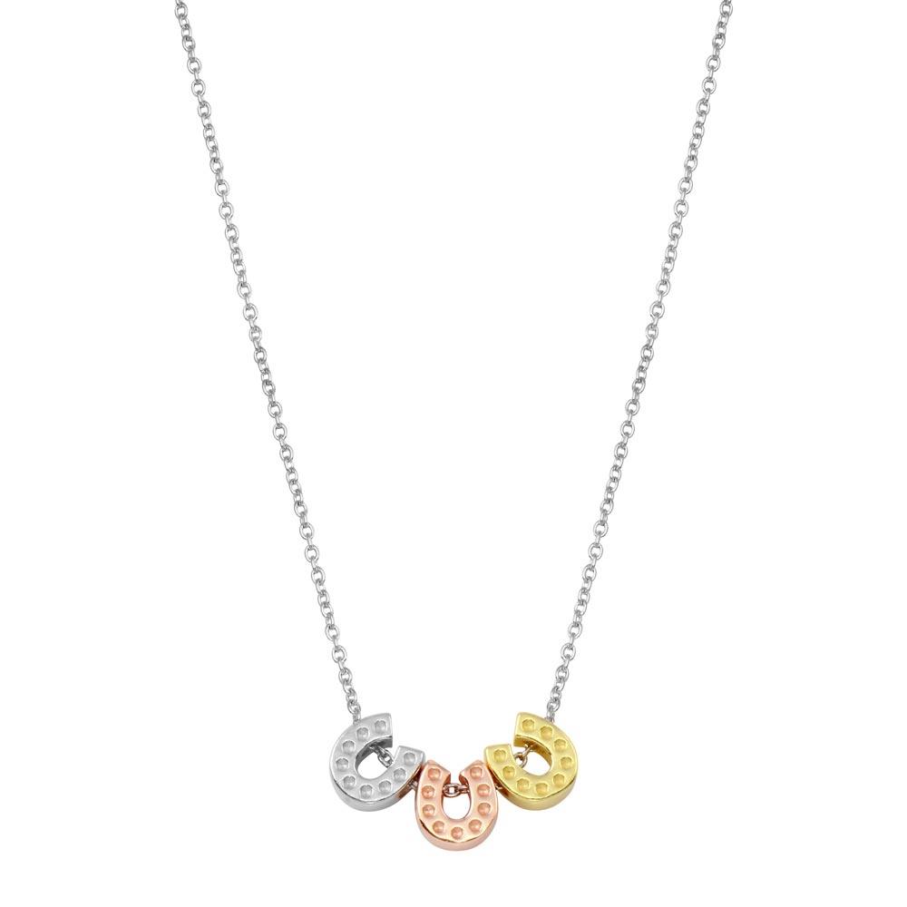 Rhodium Plated 925 Sterling Silver Multicolor Horseshoe Necklace  - STP01799 | Silver Palace Inc.