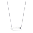 Rhodium Plated 925 Sterling Silver CZ Paperclip Necklace - STP01800 | Silver Palace Inc.