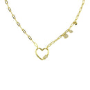 Silver 925 Gold Plated Heart CZ  Paperclip Necklace - STP01802GP | Silver Palace Inc.