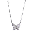 Rhodium Plated 925 Sterling Silver Butterfly CZ Necklace - STP01808 | Silver Palace Inc.