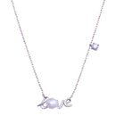 Rhodium Plated 925 Sterling Silver Love Mother of Pearl and CZ Necklace - STP01810 | Silver Palace Inc.