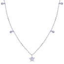Rhodium Plated 925 Sterling Silver Star and Round CZ Necklace - STP01811 | Silver Palace Inc.