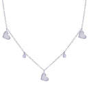 Rhodium Plated 925 Sterling Silver Dangling Heart Clear CZ Necklace - STP01814 | Silver Palace Inc.