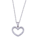 Rhodium Plated 925 Sterling Silver Heart Clear CZ Necklace - STP01822 | Silver Palace Inc.