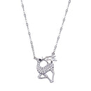 Rhodium Plated 925 Sterling Silver CZ Deer  Necklace - STP01824 | Silver Palace Inc.