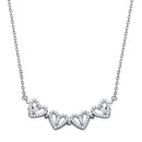 Collar magnético abierto con corazón de flor y circonitas en plata de ley 925 rodiada - STP01827