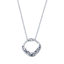 Rhodium Plated 925 Sterling Silver Square Diamond Cut Pendant Adjustable Necklace - STP01830 | Silver Palace Inc.