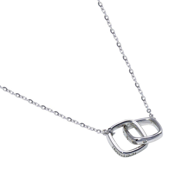 Silver 925 Rhodium Plated Square Link Necklace - STP01831 | Silver Palace Inc.