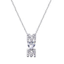 Rhodium Plated 925 Sterling Silver Mom Heart Clear CZ Adjustable Necklace - STP01836 | Silver Palace Inc.