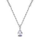 Rhodium Plated 925 Sterling Silver Teardrop Round and Oval Clear CZ Tennis Necklace - STP01837 | Silver Palace Inc.