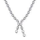 Rhodium Plated 925 Sterling Silver Teardrop Dangling Pendant Clear CZ Tennis Necklace - STP01839 | Silver Palace Inc.