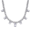 Rhodium Plated 925 Sterling Silver Multi Teardrop Clear CZ Tennis Necklace - STP01840 | Silver Palace Inc.
